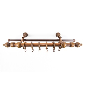 Kit galerie lemn masiv nuc 200 cm + sina U maro 190 cm Kit galerie lemn masiv nuc 200 cm + sina U maro 190 cm