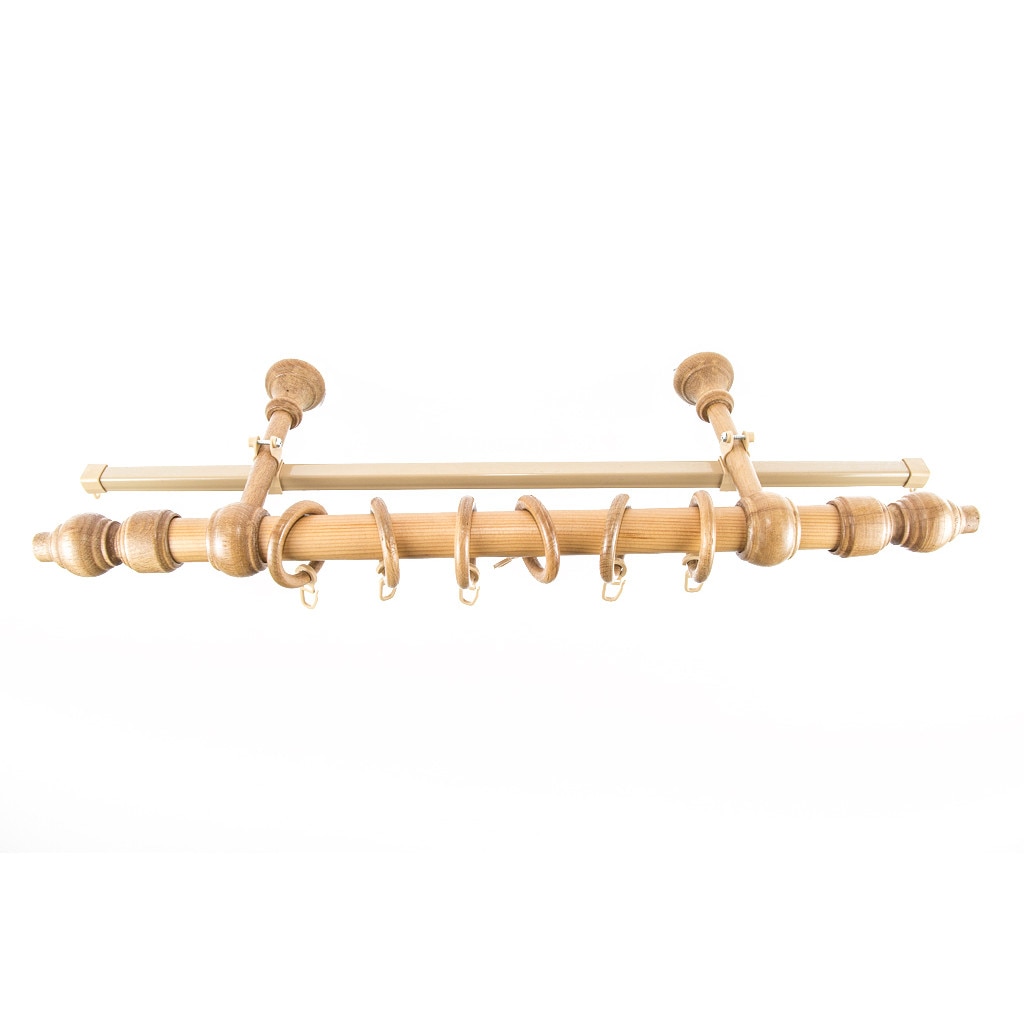 Kit galerie lemn masiv stejar 240 cm + sina U bej 230 cm