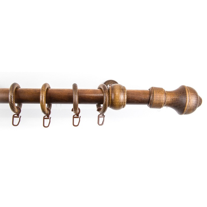 Galerie lemn nuc, 300cm, accesorii incluse, KIT COMPLET