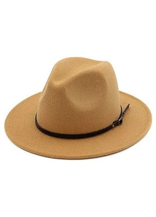 Шапка с широка периферия Jazz Fedora, Филц, camel, 55-58 см