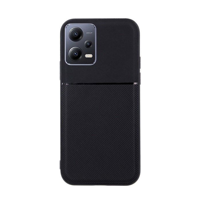 Telefontok kompatibilis Xiaomi Redmi Note 12 5Gtelefonnal - Elegance fekete műanyag hátlap tok szilikon kerettel