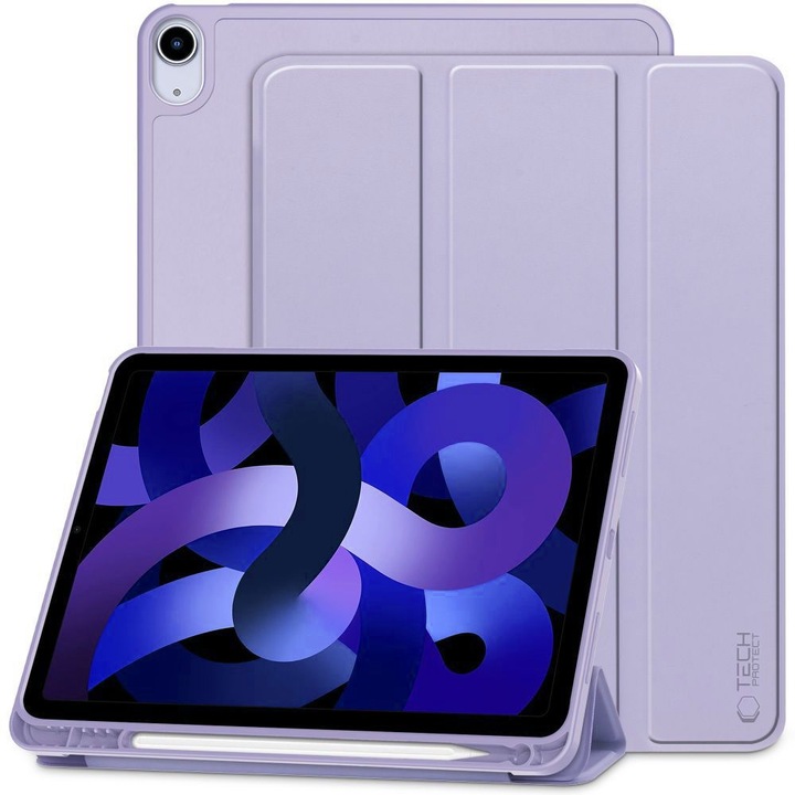 iPad Air 6 (2024, M2, 11 inch) husă tabletă compatibilă - husă inteligentă violet cu suport pentru creion