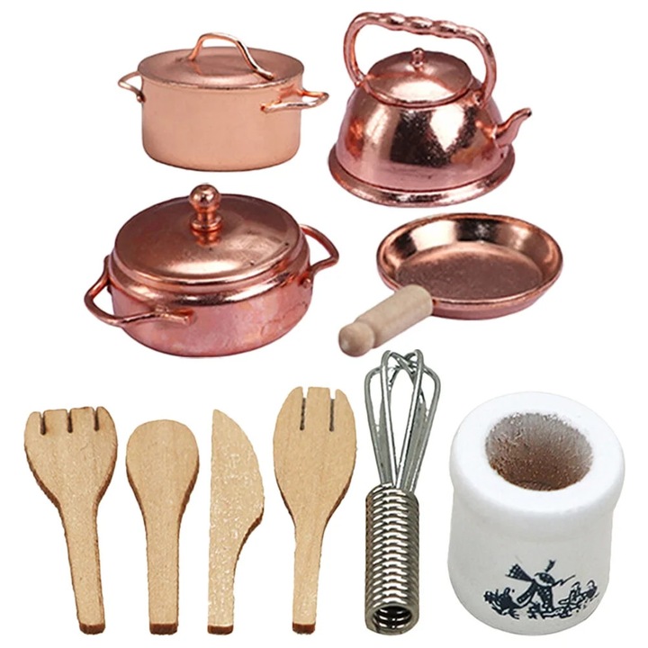 Set mini ustensile bucatarie YANYXR miniatura aliaj 3.3x2.4x1.9cm