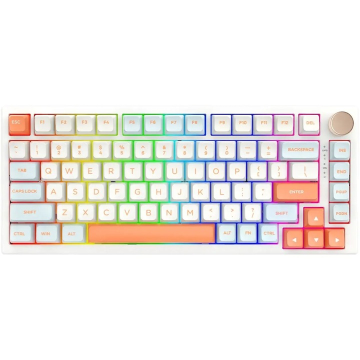 Безжична геймърска клавиатура VGN N75 Pro, Бял, Wireless
