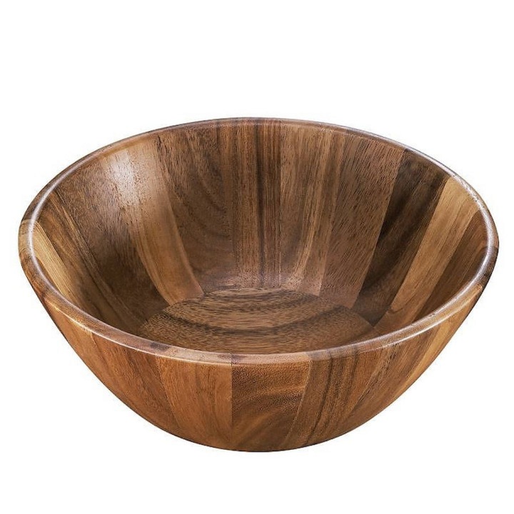 Купа за салата, Натурална елегантност, Естествено дърво, Устойчива на влага и петна, Размер: 25 сантиметра, Цвят: Дърво