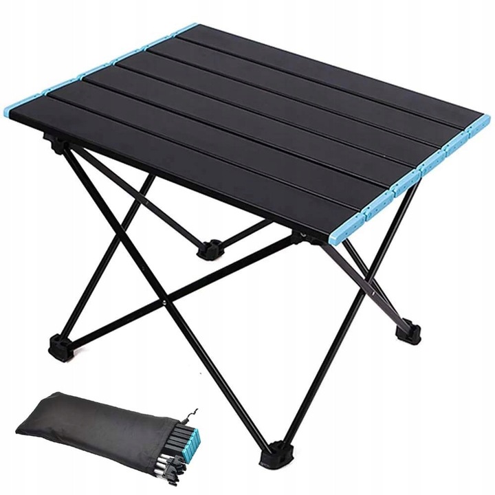 Masa de camping pliabila 41x35x30cm Masa laterala pliabila compacta intr-o punga, masa portabila Blat de masa din aliaj de aluminiu usor pentru gatit in aer liber, drumetii, calatorii, picnic