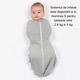 Sistem de infasat cu fermoar dublu Kidizi® SnugPod UP Grey M pentru bebelusi cu greutate de 3.8-7 kg, 0.5 tog