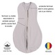 Sistem de infasat cu fermoar dublu Kidizi® SnugPod UP Grey M pentru bebelusi cu greutate de 3.8-7 kg, 0.5 tog