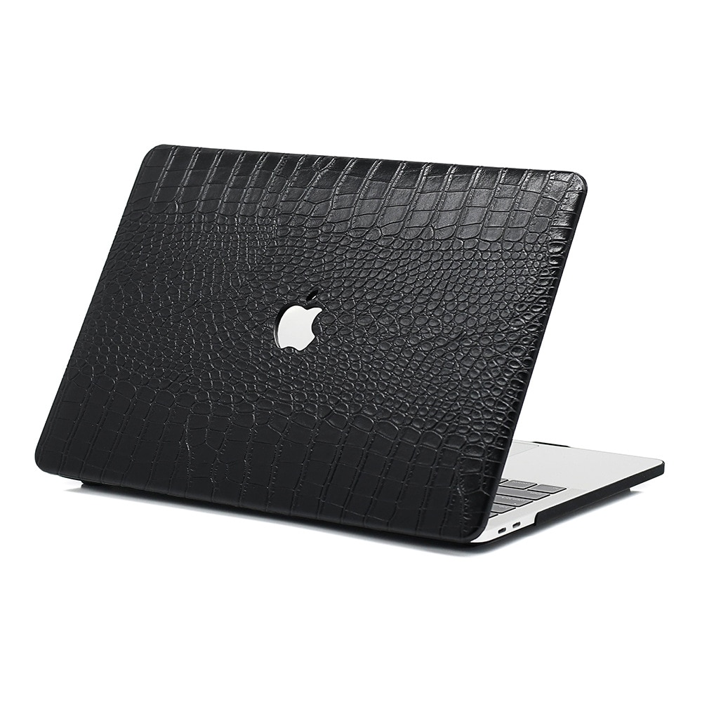 Carcasa premium din piele ecologica textura crocodil pentru MacBook Air 15 (2023/2024/2025) M Series (M4/M3/M2) (A2941/A3114/A3241), husa eleganta slim, protectie laptop, stil business, Negru