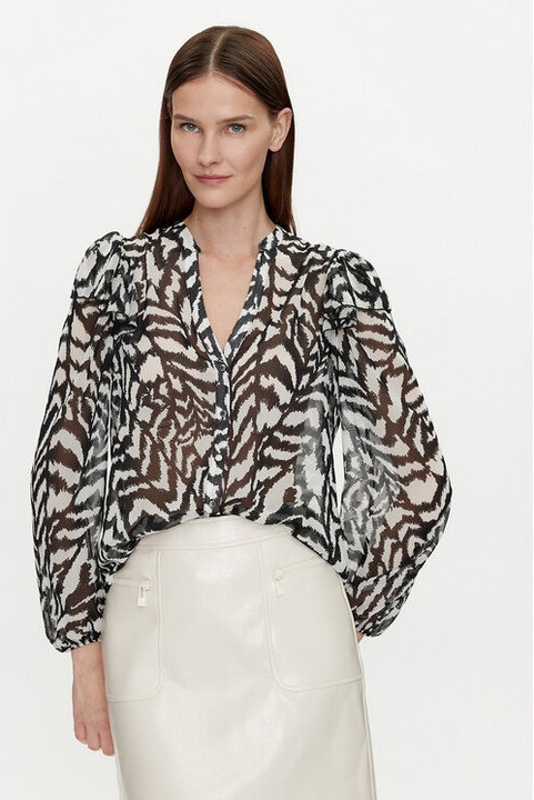 Bluza dama, Morgan, 303917197, Poliester reciclat/Poliester, Negru, Negru, 40