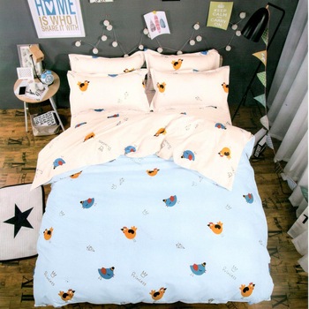 Lenjerie bumbac satinat Bica, 2 persoane, 4 piese, alb/albastru, JN031 Lenjerie bumbac satinat Bica, 2 persoane, 4 piese, alb/albastru, JN031