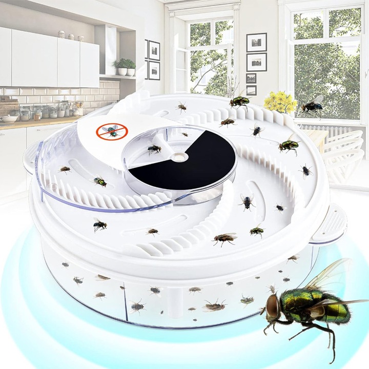 Capcana electrica pentru insecte, dispozitiv pentru daunatori, design tava detasabila, transparenta, alb