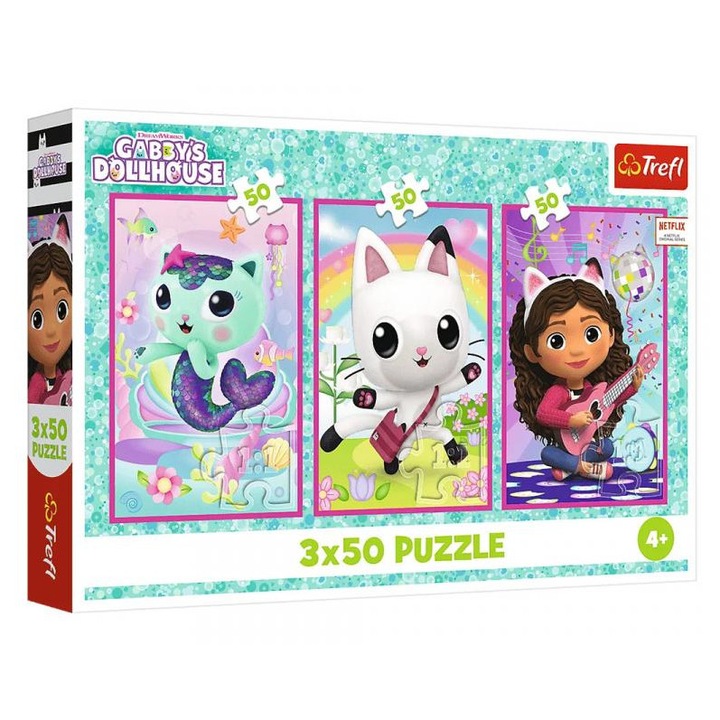 Trefl 3 x 50 db-os puzzle - Gabi babaháza - Gabi és a cicák (34876)