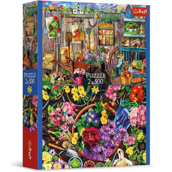 Puzzle Trefl 1375299 Lucrand in gradina 2x500 piese - Trefl