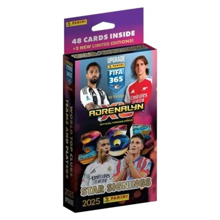 Настолна игра, Panini, FIFA 365: 2025 Adrenalyn Star Signings, комплект от 48 карти, многоцветни