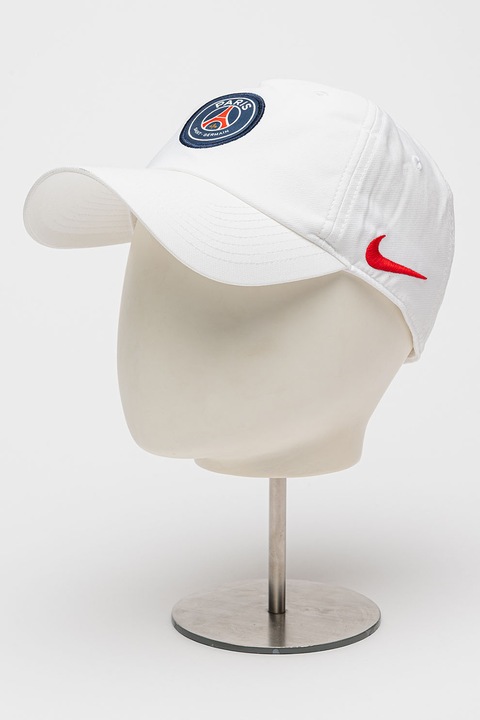 Nike, Регулируема бейзболна шапка с бродирано лого, Бял/Аленочервен