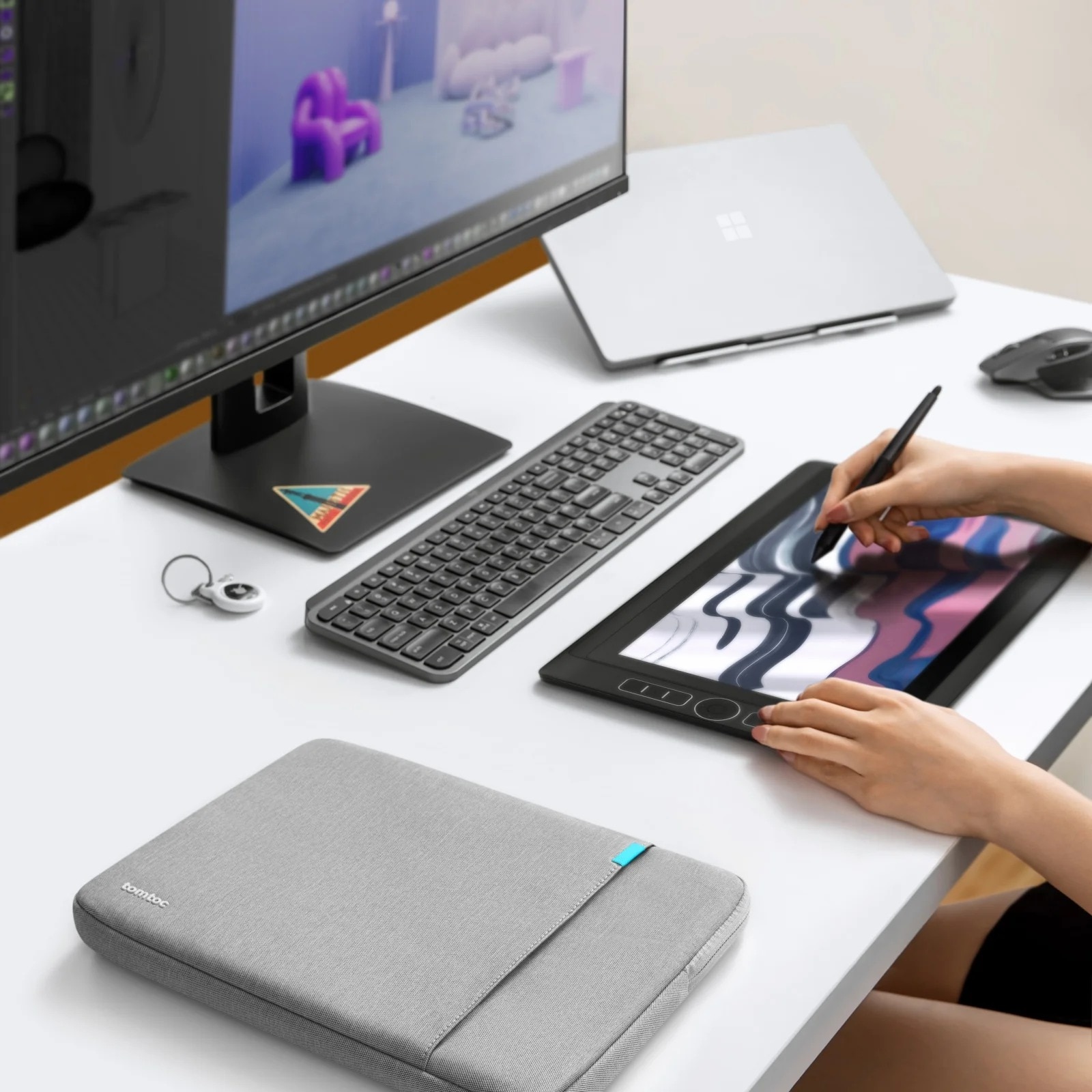 Husa Tomtoc Defender-A13 Sleeve Pentru Laptop / Macbook Pro / Air, 16 inch, Gri