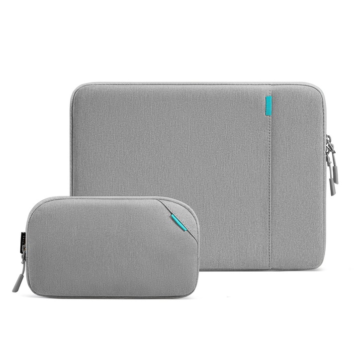 Tomtoc Defender-A13 Sleeve kit за лаптоп / Macbook Pro / Air, 14 инча + органайзер за електронни аксесоари, сив