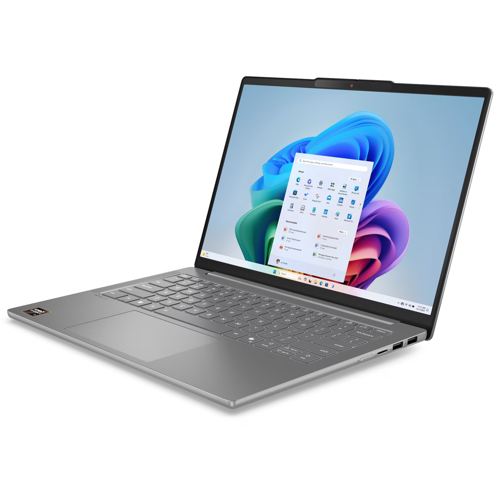 Laptop Lenovo IdeaPad Slim 5 14AKP10 cu procesor AMD Ryzen™ AI 7 350 pana la 5.0GHz, 14" WUXGA, OLED, 32GB DDR5 RAM, 1TB SSD, AMD Radeon™ 860M Graphics, No OS, Luna Grey
