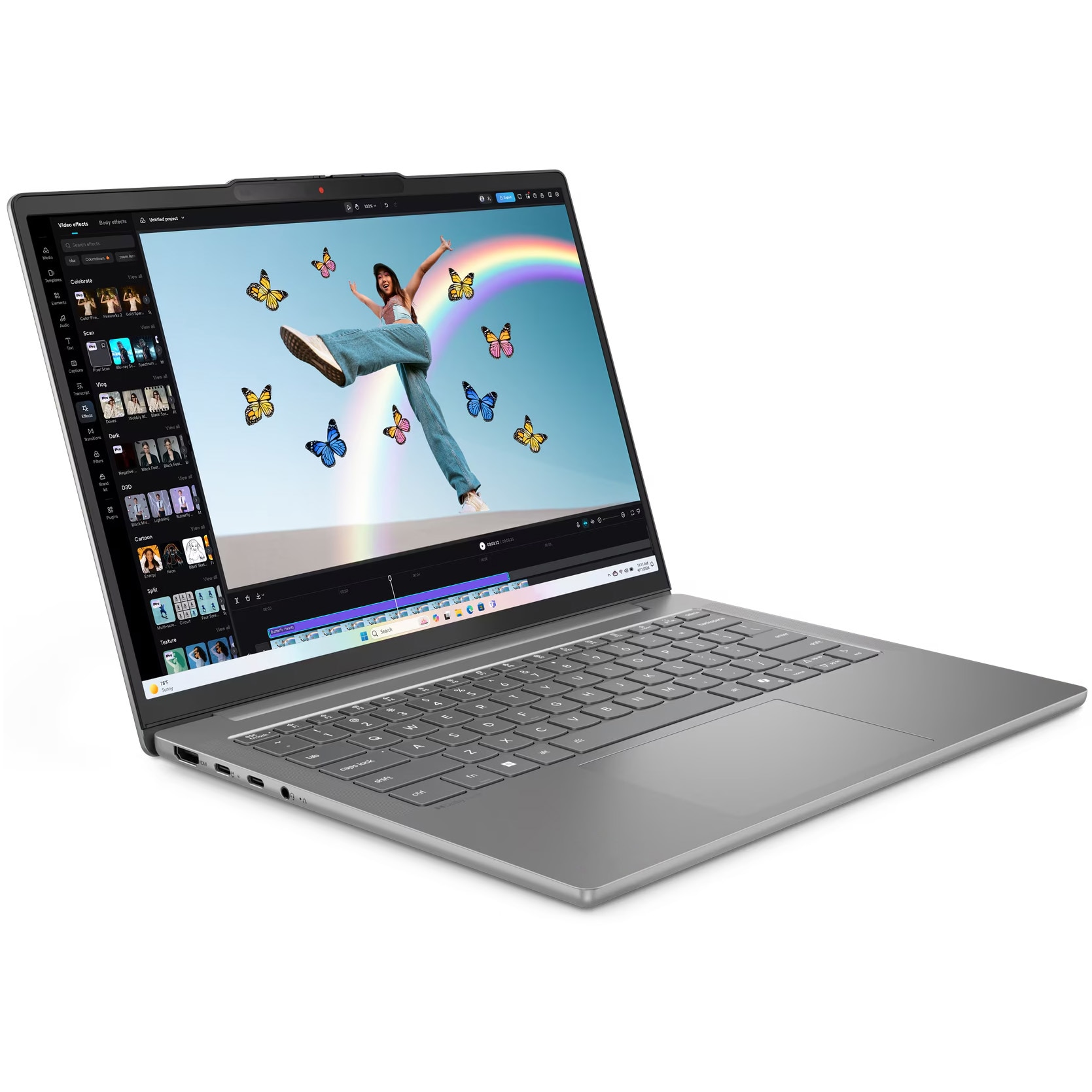 Laptop Lenovo IdeaPad Slim 5 14AKP10 cu procesor AMD Ryzen™ AI 5 340 pana la 4.8GHz, 14" WUXGA, OLED, 32GB DDR5 RAM, 1TB SSD, AMD Radeon™ 840M Graphics, No OS, Luna Grey