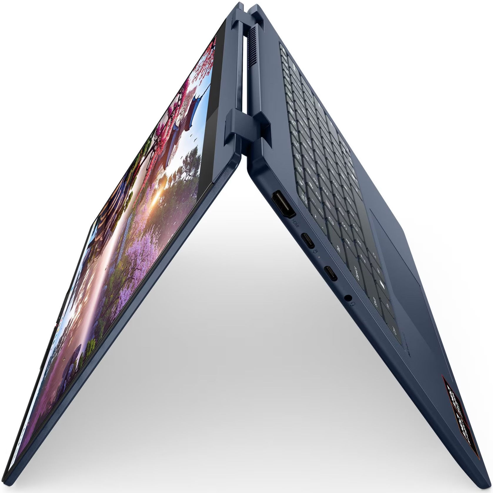 Laptop Lenovo IdeaPad 5 2-in-1 14AKP10 cu procesor AMD Ryzen™ AI 5 340 pana la 4.8GHz, 14" WUXGA, OLED, Touch, 16GB LPDDR5x RAM, 1TB SSD, AMD Radeon™ 840M Graphics, No OS, Cosmic Blue