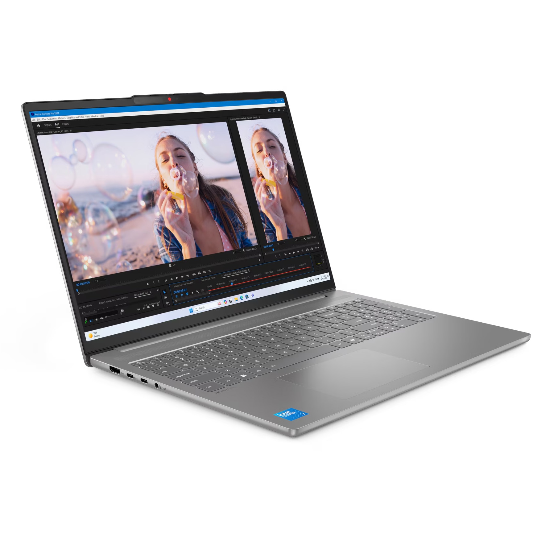 Laptop Lenovo IdeaPad Slim 5 16IRH10R cu procesor Intel® Core™ 7 240H pana la 5.2GHz, 16" 2.8K, OLED, 120Hz, 32GB DDR5 RAM, 1TB SSD, Intel® Graphics, No OS, Luna Grey