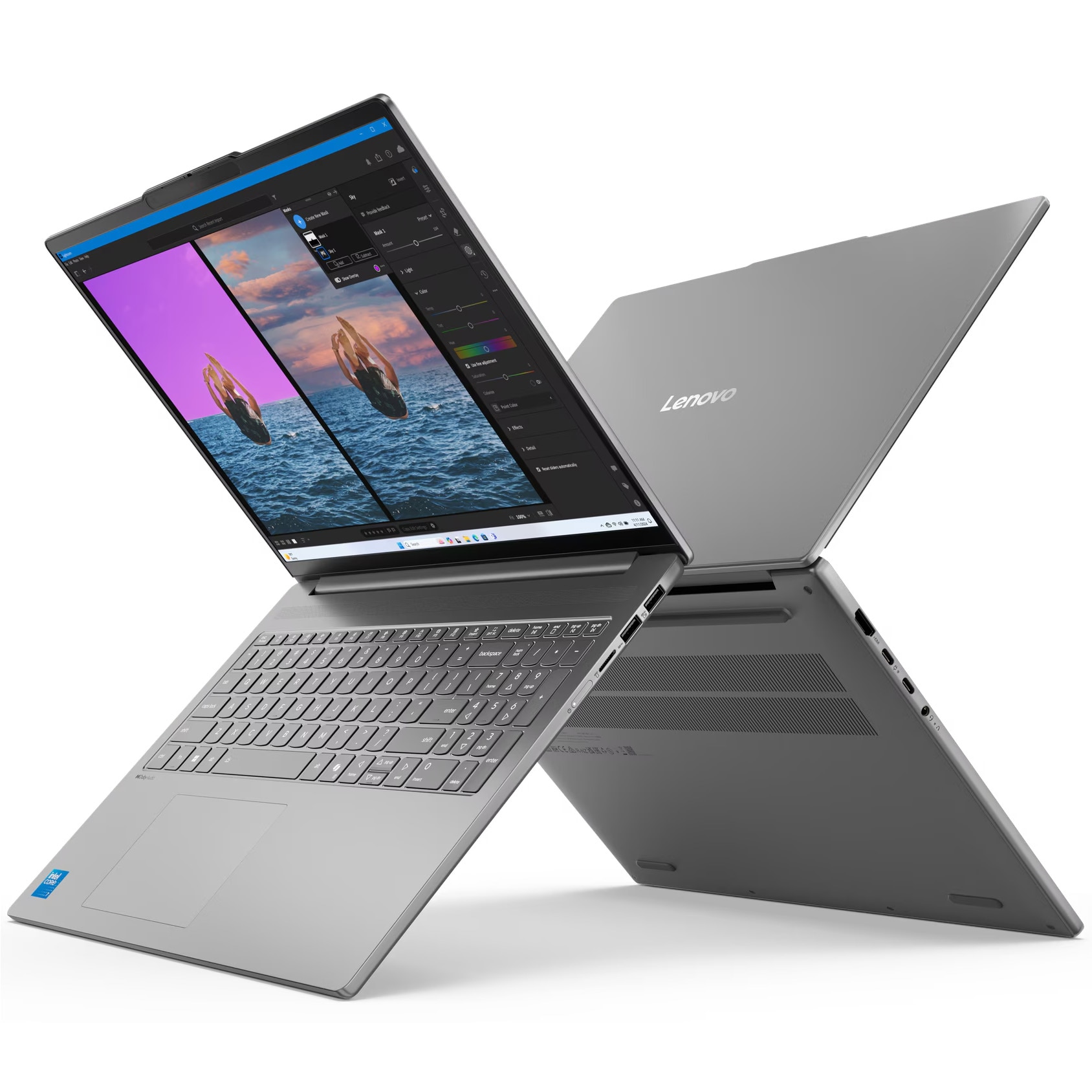 Laptop Lenovo IdeaPad Slim 5 16IRH10R cu procesor Intel® Core™ 7 240H pana la 5.2GHz, 16" 2.8K, OLED, 120Hz, 32GB DDR5 RAM, 1TB SSD, Intel® Graphics, No OS, Luna Grey