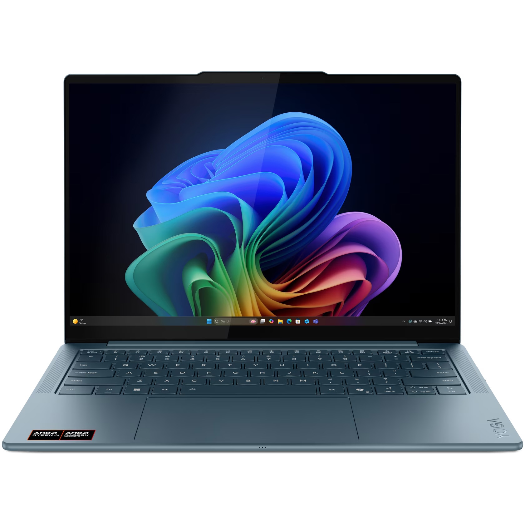 Laptop Lenovo Yoga Slim 7 14AKP10 cu procesor AMD Ryzen™ AI 7 350 pana la 5.0GHz, 14" WUXGA, OLED, 16GB LPDDR5x RAM, 1TB SSD, AMD Radeon™ 860M Graphics, Windows® 11 Home, Tidal Teal, 3y on-site Premium Care