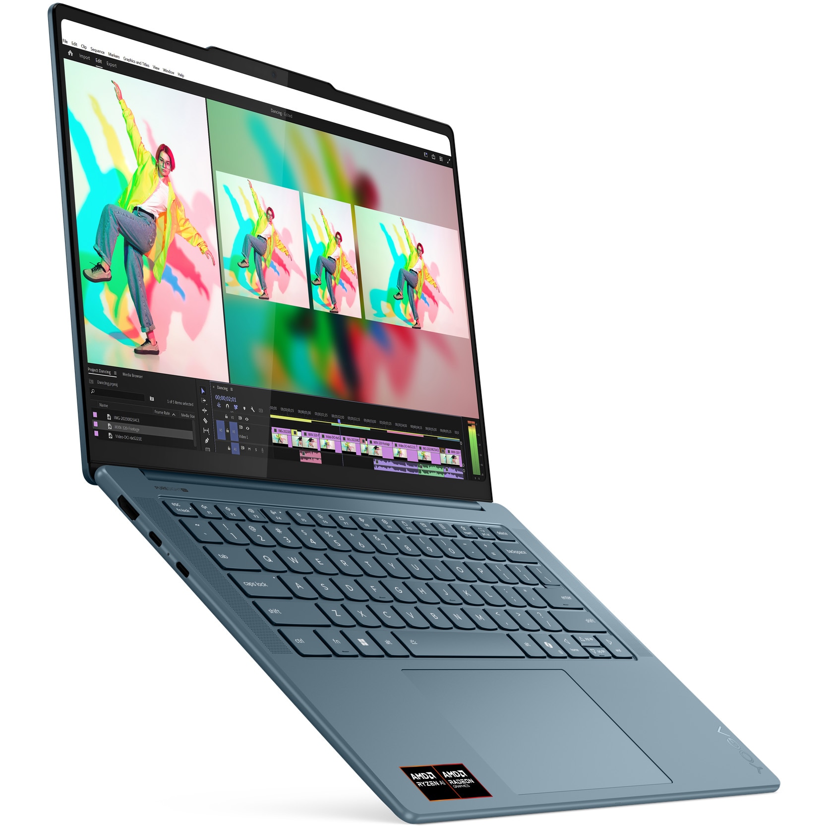 Laptop Lenovo Yoga Pro 7 14ASP10 cu procesor AMD Ryzen™ AI 9 365 pana la 5.0GHz, 14.5" 3K, OLED, 32GB LPDDR5x RAM, 1TB SSD, AMD Radeon™ 880M Graphics, No OS, Tidal Teal, 3y on-site Premium Care