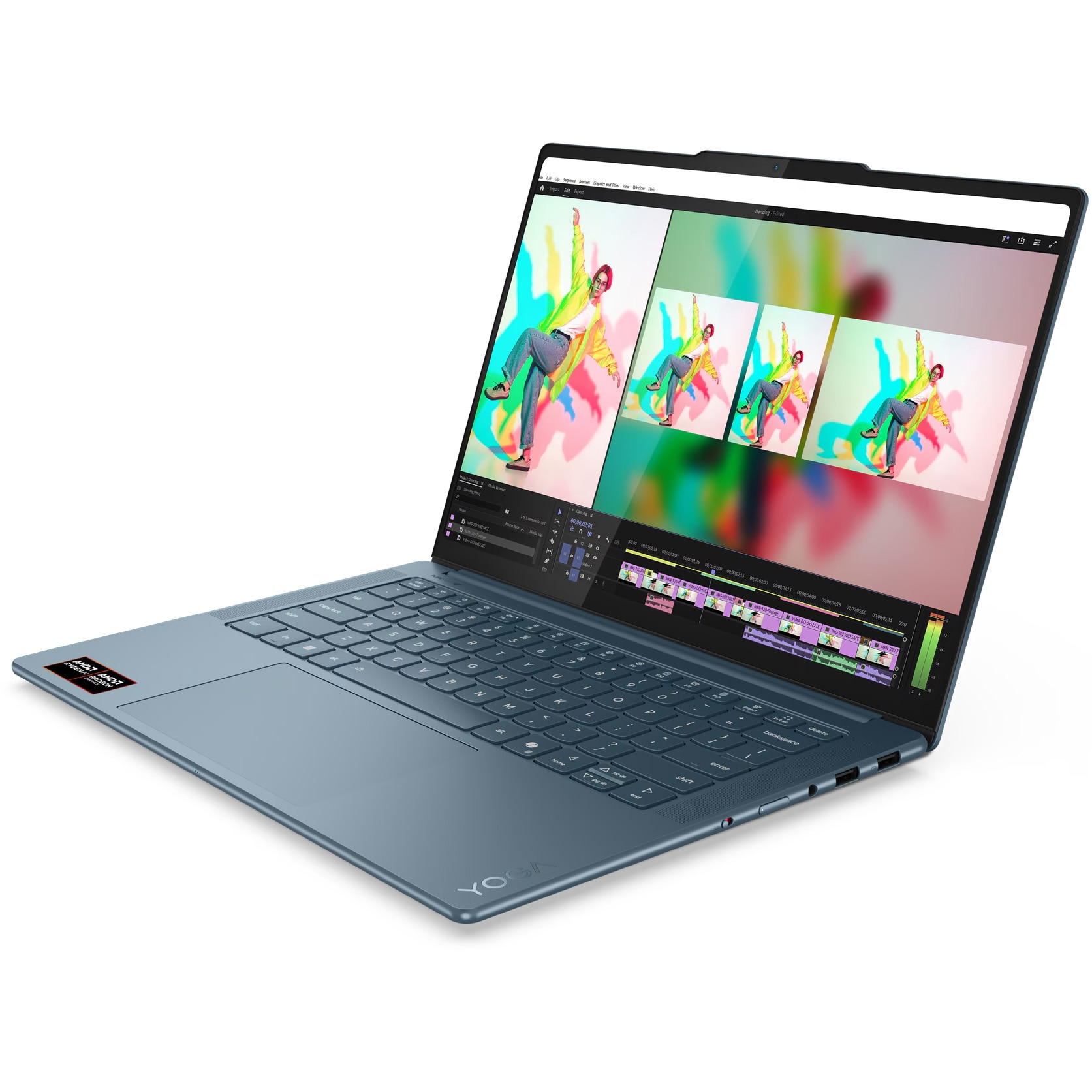 Laptop Lenovo Yoga Pro 7 14ASP10 cu procesor AMD Ryzen™ AI 9 365 pana la 5.0GHz, 14.5" 3K, OLED, 32GB LPDDR5x RAM, 1TB SSD, AMD Radeon™ 880M Graphics, No OS, Tidal Teal, 3y on-site Premium Care