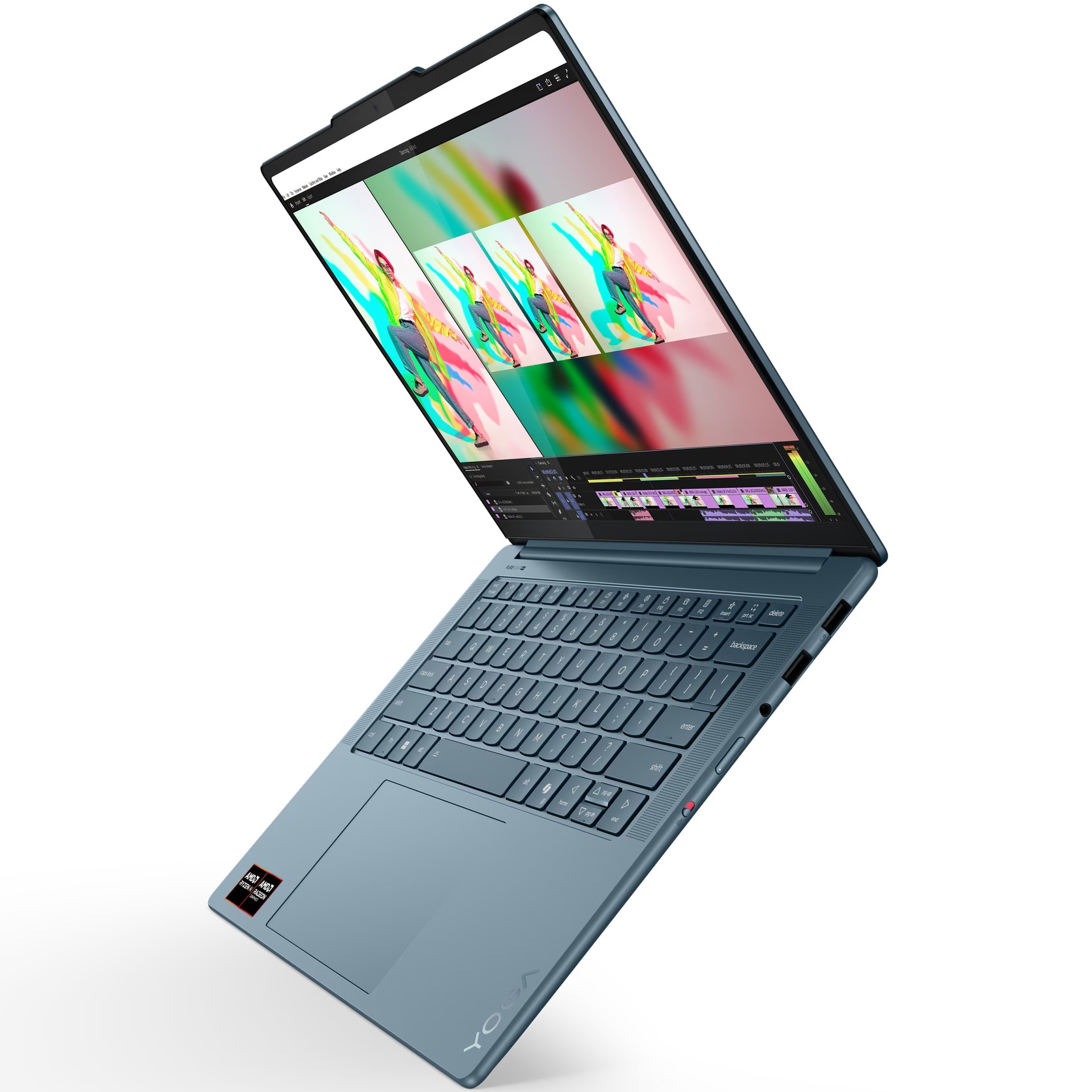Laptop Lenovo Yoga Pro 7 14ASP10 cu procesor AMD Ryzen™ AI 9 365 pana la 5.0GHz, 14.5" 3K, OLED, 32GB LPDDR5x RAM, 1TB SSD, AMD Radeon™ 880M Graphics, No OS, Tidal Teal, 3y on-site Premium Care