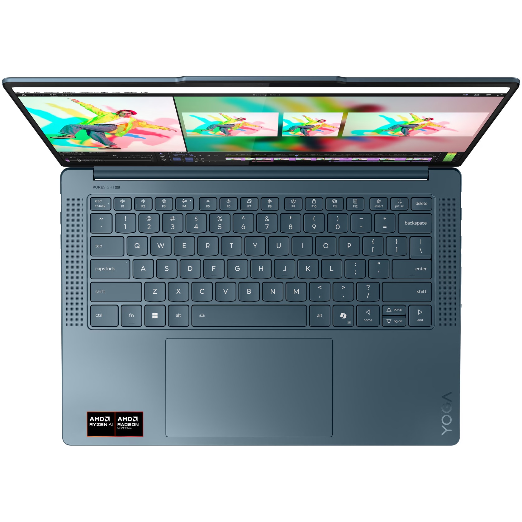 Laptop Lenovo Yoga Pro 7 14ASP10 cu procesor AMD Ryzen™ AI 9 365 pana la 5.0GHz, 14.5" 3K, OLED, 32GB LPDDR5x RAM, 1TB SSD, AMD Radeon™ 880M Graphics, No OS, Tidal Teal, 3y on-site Premium Care
