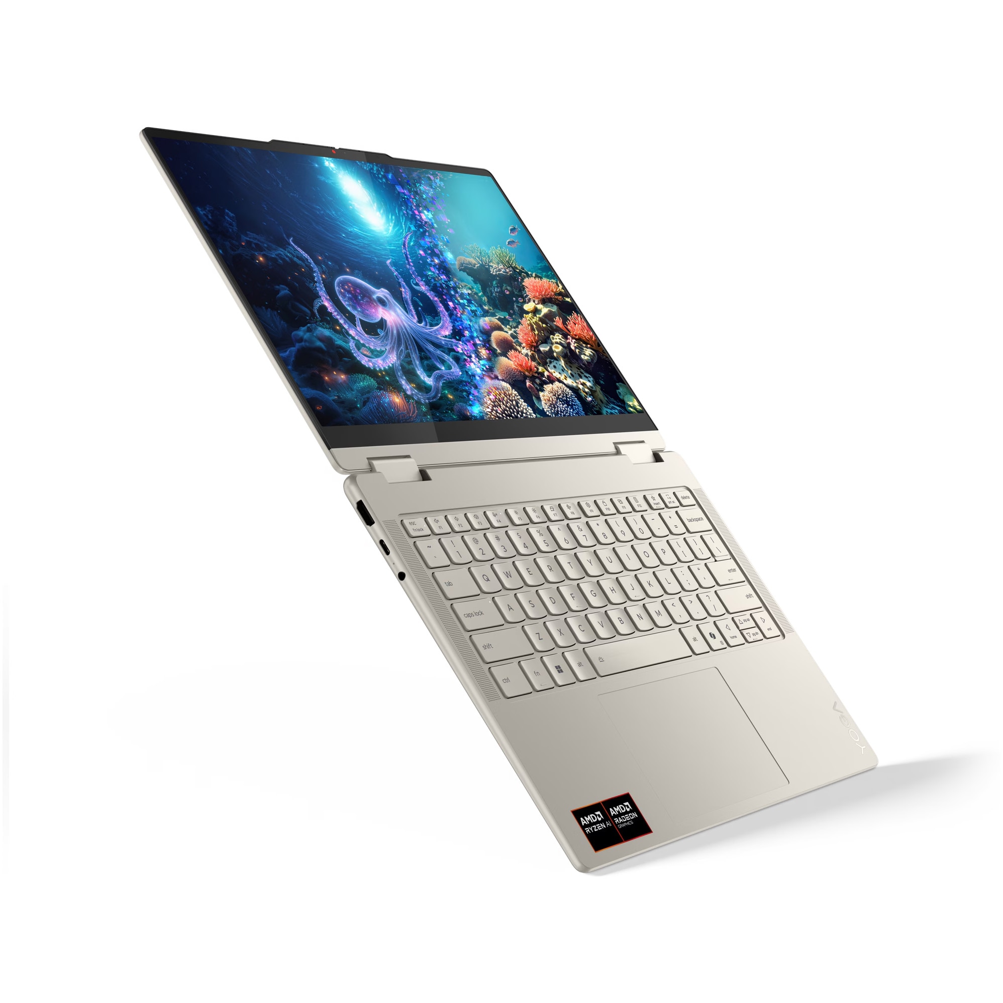 Laptop Lenovo Yoga 7 2-in-1 14AKP10 cu procesor AMD Ryzen™ AI 5 340 pana la 4.8GHz, 14" WUXGA, OLED, Touch, 24GB LPDDR5x RAM, 1TB SSD, AMD Radeon™ 840M Graphics, Windows® 11 Home, Seashell, 3y on-site Premium Care