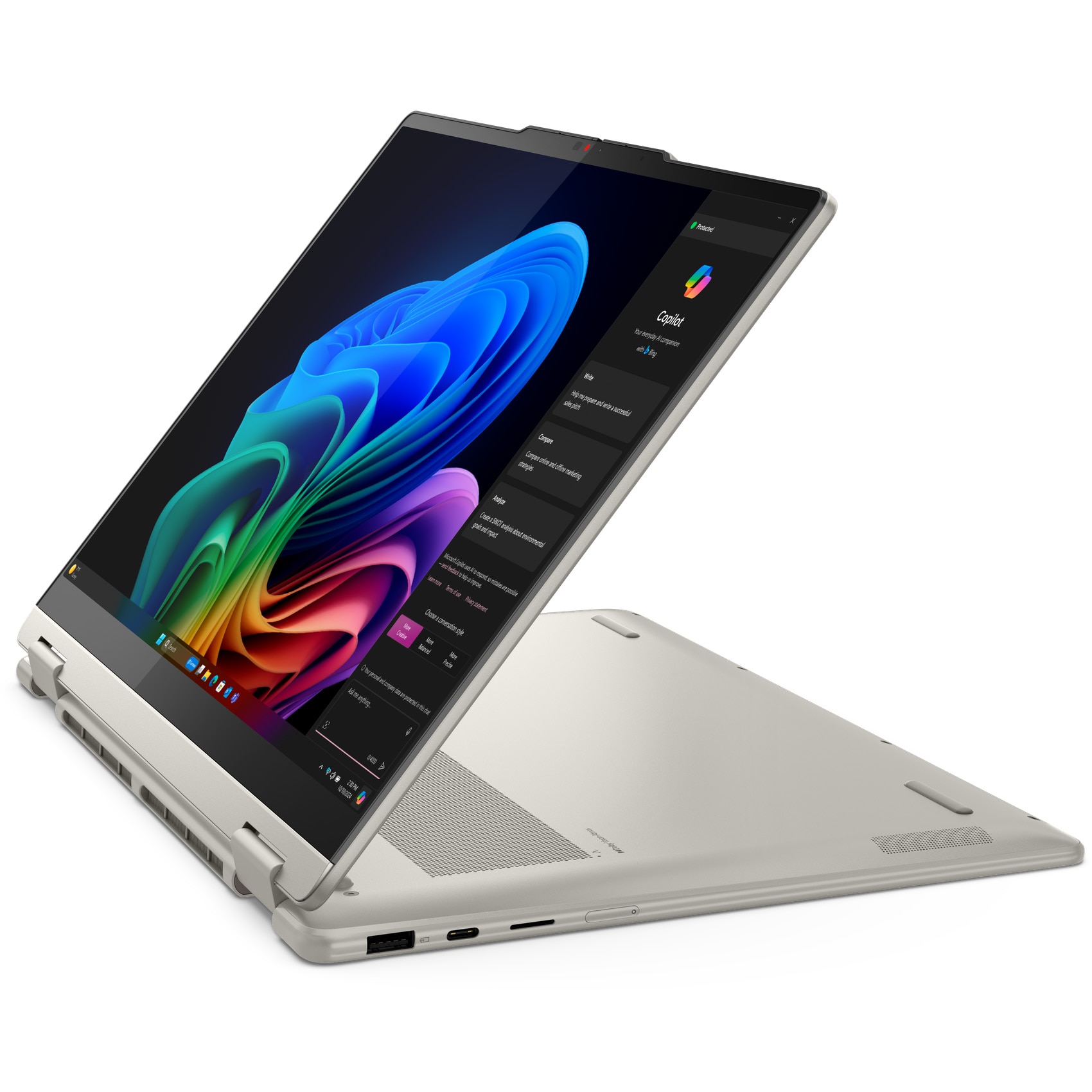 Laptop Lenovo Yoga 7 2-in-1 14AKP10 cu procesor AMD Ryzen™ AI 5 340 pana la 4.8GHz, 14" WUXGA, OLED, Touch, 24GB LPDDR5x RAM, 1TB SSD, AMD Radeon™ 840M Graphics, Windows® 11 Home, Seashell, 3y on-site Premium Care