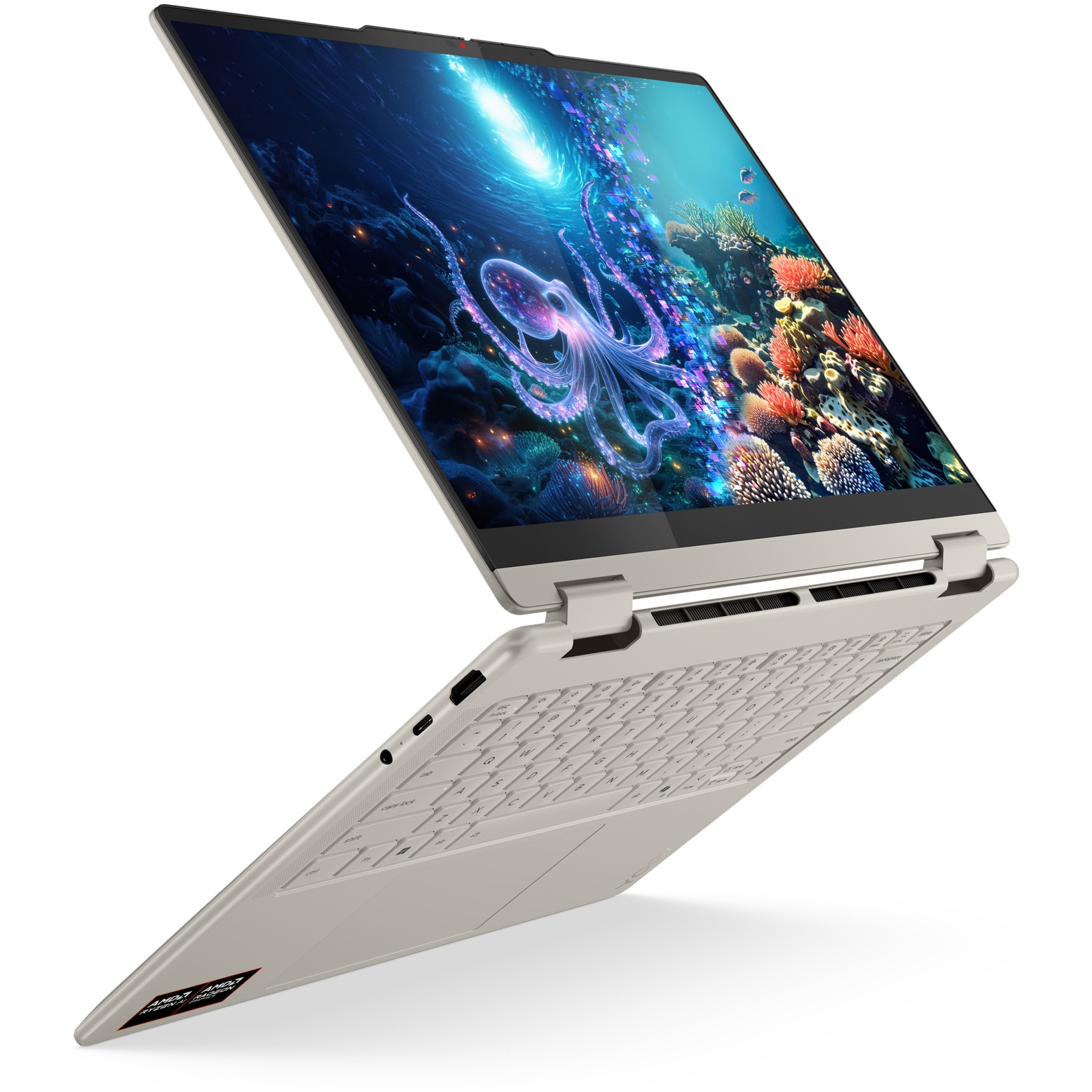 Laptop Lenovo Yoga 7 2-in-1 14AKP10 cu procesor AMD Ryzen™ AI 5 340 pana la 4.8GHz, 14" WUXGA, OLED, Touch, 24GB LPDDR5x RAM, 1TB SSD, AMD Radeon™ 840M Graphics, Windows® 11 Home, Seashell, 3y on-site Premium Care