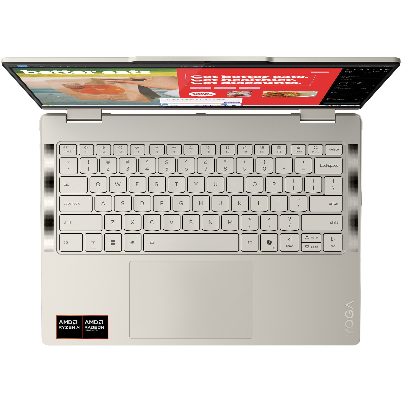 Laptop Lenovo Yoga 7 2-in-1 14AKP10 cu procesor AMD Ryzen™ AI 5 340 pana la 4.8GHz, 14" WUXGA, OLED, Touch, 24GB LPDDR5x RAM, 1TB SSD, AMD Radeon™ 840M Graphics, Windows® 11 Home, Seashell, 3y on-site Premium Care