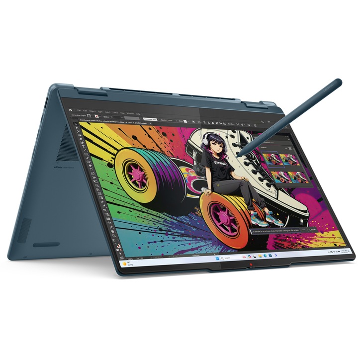 Лаптоп Lenovo Yoga 7 2-in-1 14AKP10, AMD Ryzen™ AI 7 350, 14" 2.8K, WQXGA+, OLED, 120Hz, Touch, 24GB LPDDR5x RAM, 1TB SSD, AMD Radeon™ 860M Graphics, Windows® 11 Home, Tidal Teal