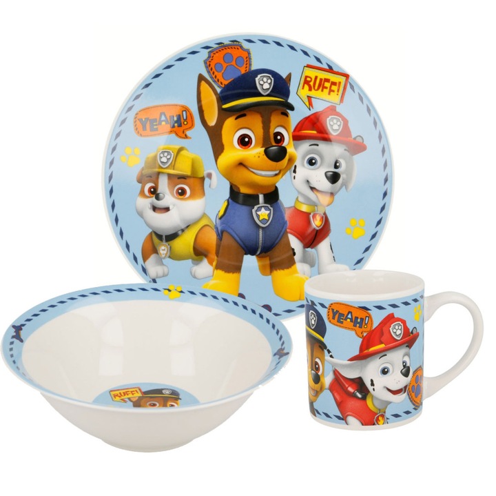 Set de vesela din portelan Paw Patrol Boy Icons in cutie decorativa