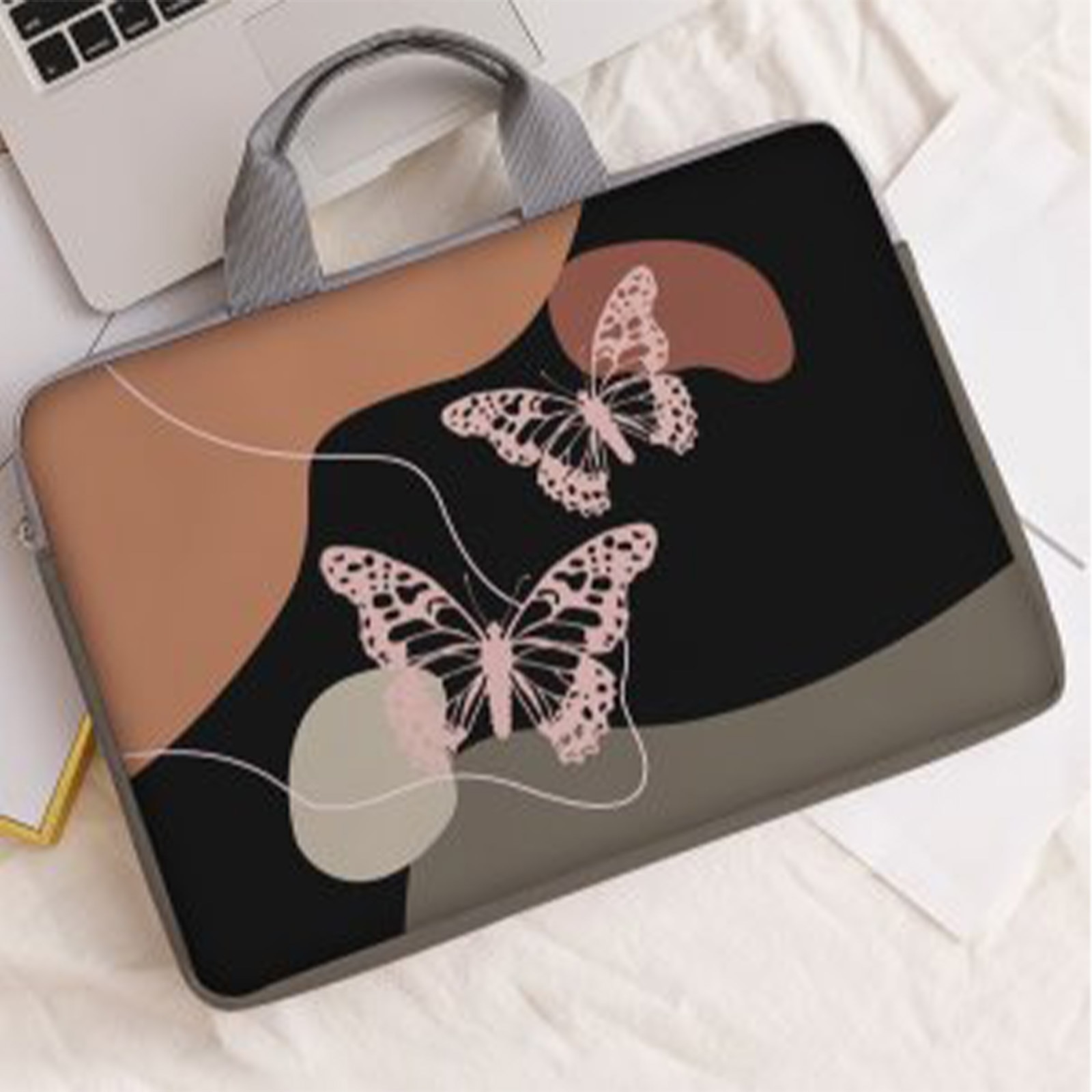 Geanta laptop 15.75 inch, TREXORA, design fluture, usoara, 40x30cm, multicolor