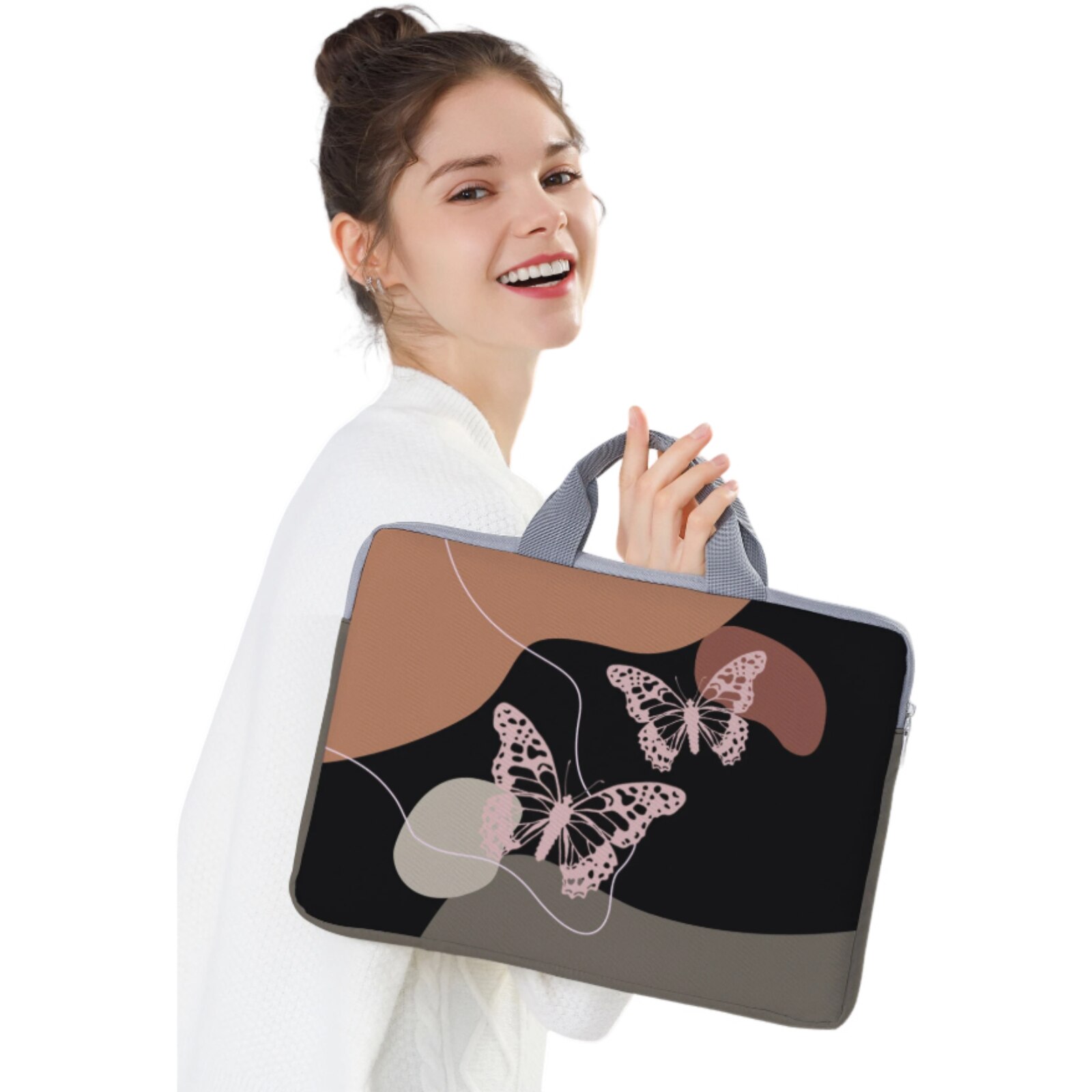Geanta laptop 15.75 inch, TREXORA, design fluture, usoara, 40x30cm, multicolor