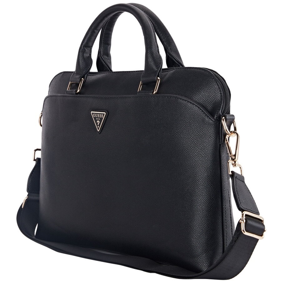 Geanta pentru Laptop 15", cu Fermoar, Ajustabila - Guess PU Grained Triangle Logo (GUCB15PGTSPSK) - Black