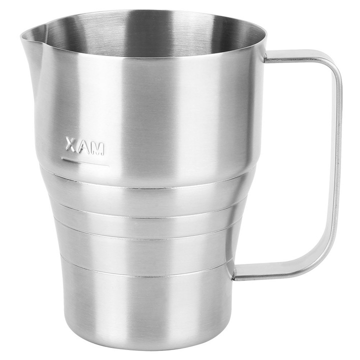 Rozsdamentes acél tejhabosító kanna kávéhoz, 900ml, ergonomikus fogantyúval, könnyen használható, ezüst