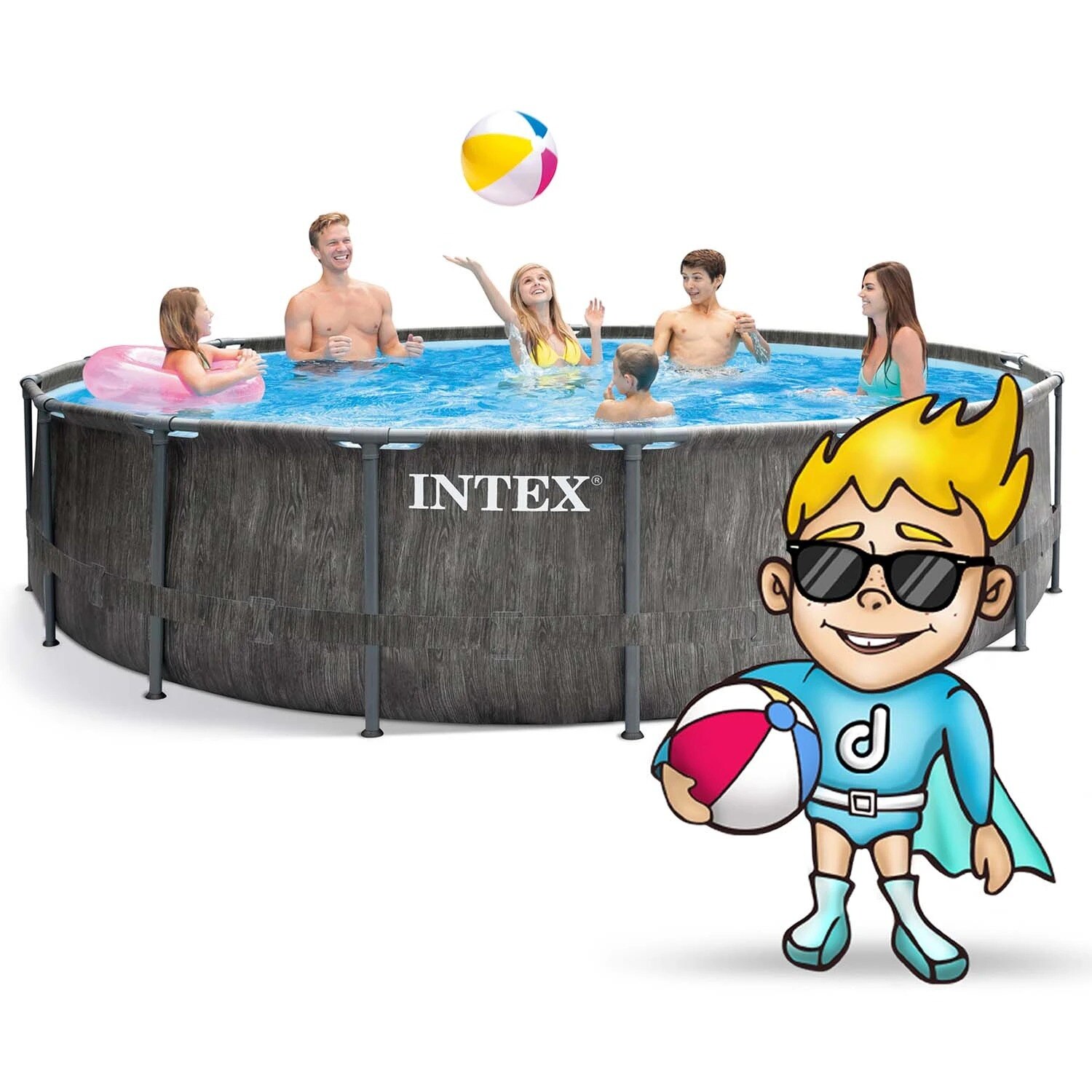 Piscina cu cadru, material PVC durabil cu 3 straturi, cu pompa de ...