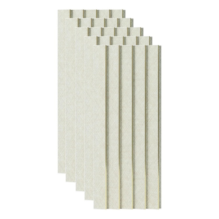 Set 5 panouri decorative, riflaj, polimer rigid, 270X12X 1.1cm, CREM