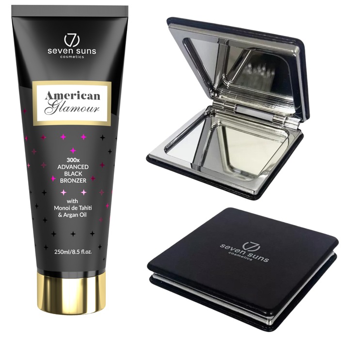 Bronzant, 7suns, American Glamour Strong, 250 ml + set cu oglinda dubla