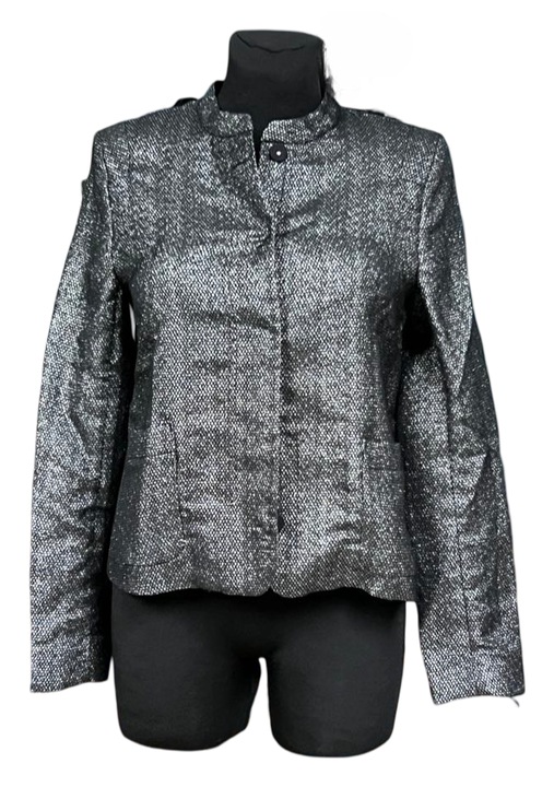 Elegáns ezüst színű nappali kabát, pamutból és poliészterből, ezüst színű, 36 EU