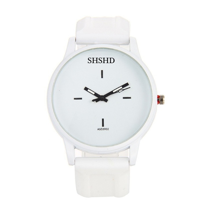 Ceas pentru Barbati Byron cu Cadran Alb si Curea Alba din Silicon, Design Sport si Versatil, Ideal pentru Stil Urban si Cadou Practic