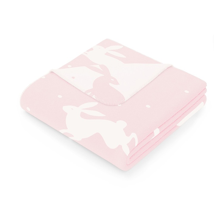 Одеяло с шарка на зайче, Zaria, 430 g/m2, 150 x 200 cm, пастелнорозово