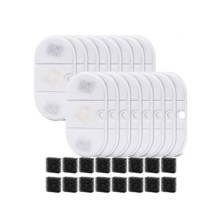 Set 32 filtre de inlocuire pentru fantana de apa pentru pisici, compatibile cu PETLIBRO, 71oz/2.1L, sistem de filtrare triplu