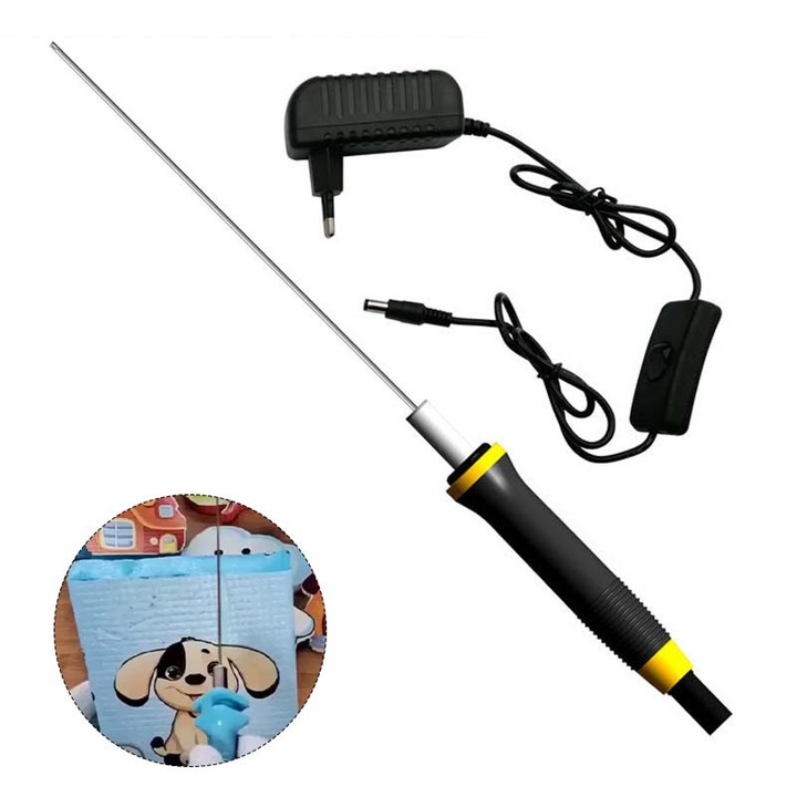 Taietor electric spuma polistiren, Tija de incalzire diametru exterior 2mm, lungime 200mm±5, temperatura 450°C, tub inoxidabil Ф2mm 304, potrivit pentru taiere materiale cu grosime 100-150mm